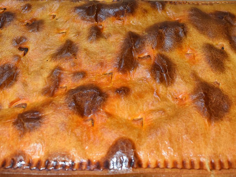 Primer plano de una empanada. Concepto panadería.